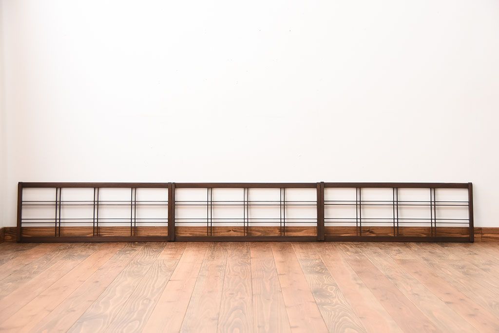 古民具・骨董　古い木のアンティーク格子戸3枚セット