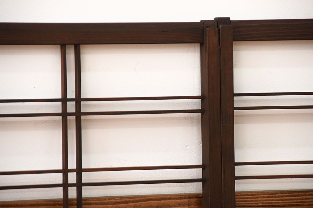 古民具・骨董　古い木のアンティーク格子戸3枚セット