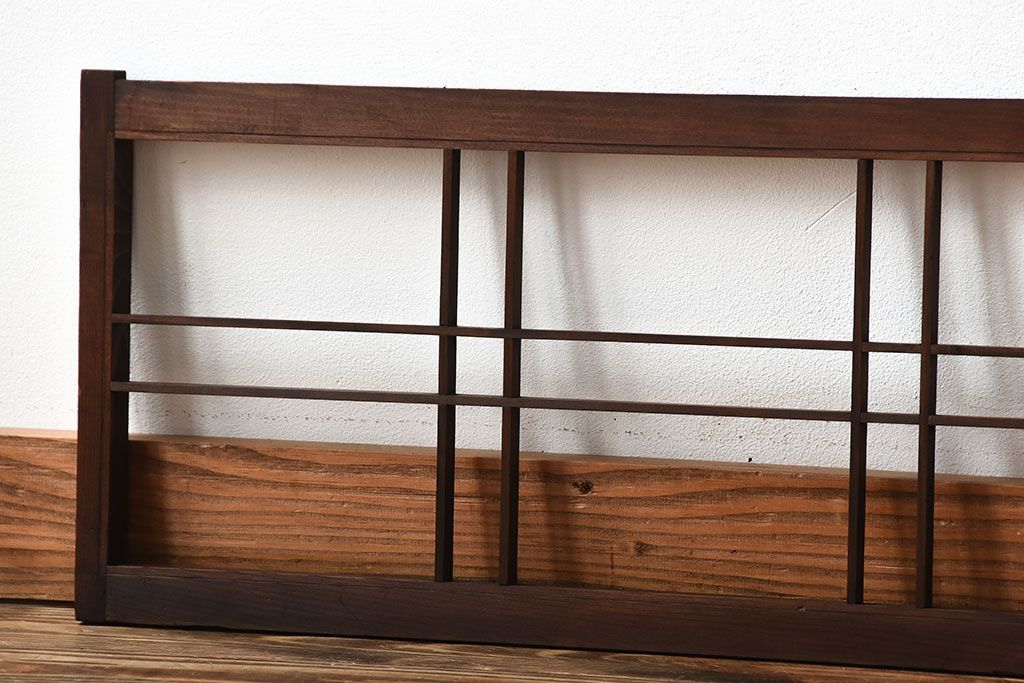 古民具・骨董　古い木のアンティーク格子戸2枚セット(1)