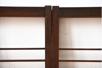 古民具・骨董　古い木のアンティーク格子戸2枚セット(1)