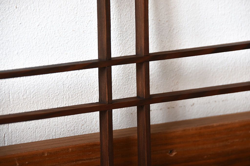 古民具・骨董　古い木のアンティーク格子戸2枚セット(1)