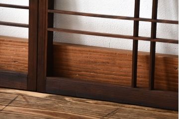 古民具・骨董　古い木のアンティーク格子戸2枚セット(1)