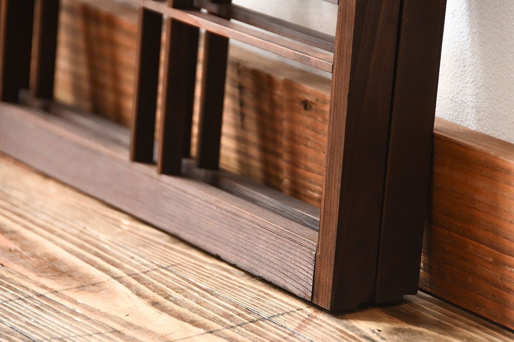 古民具・骨董　古い木のアンティーク格子戸2枚セット(1)