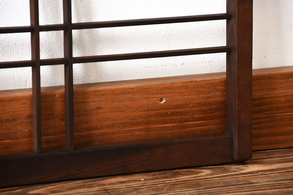 古民具・骨董　古い木のアンティーク格子戸2枚セット(1)