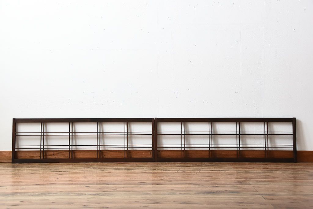 古民具・骨董　古い木のアンティーク格子戸2枚セット(2)