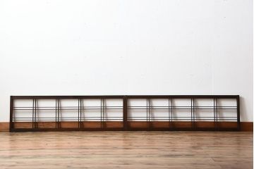 古民具・骨董　古い木のアンティーク格子戸2枚セット(2)