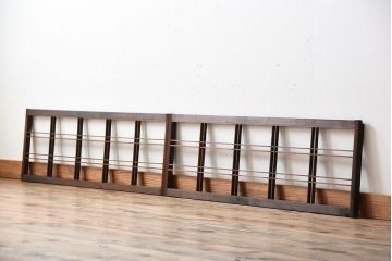 古民具・骨董　古い木のアンティーク格子戸2枚セット(2)