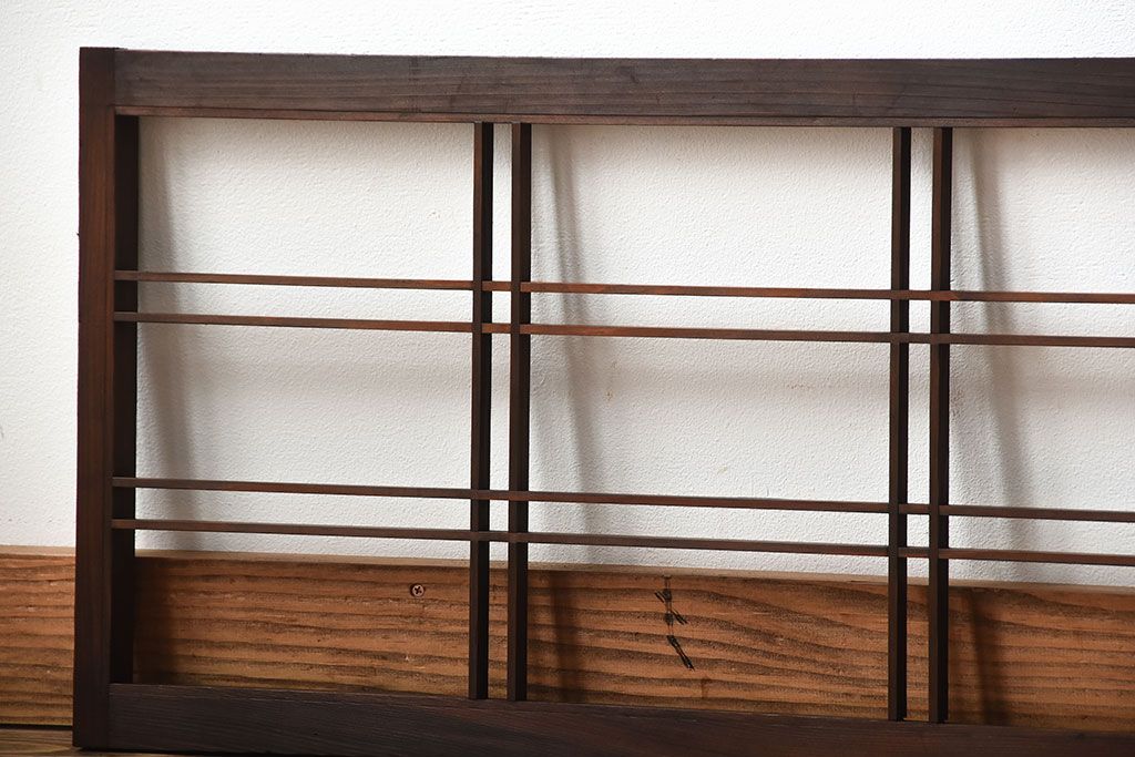 古民具・骨董　古い木のアンティーク格子戸2枚セット(2)