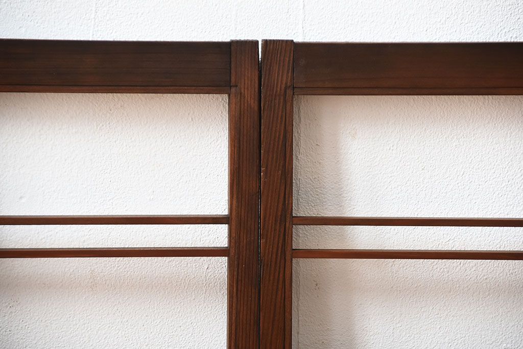 古民具・骨董　古い木のアンティーク格子戸2枚セット(2)