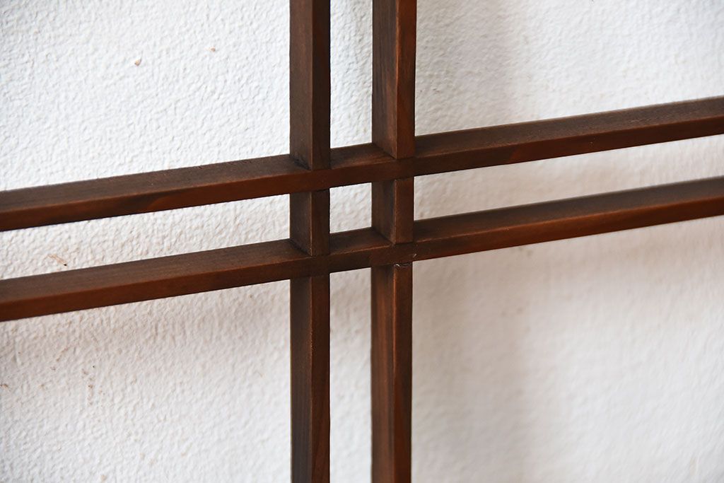 古民具・骨董　古い木のアンティーク格子戸2枚セット(2)