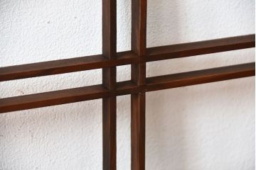 古民具・骨董　古い木のアンティーク格子戸2枚セット(2)