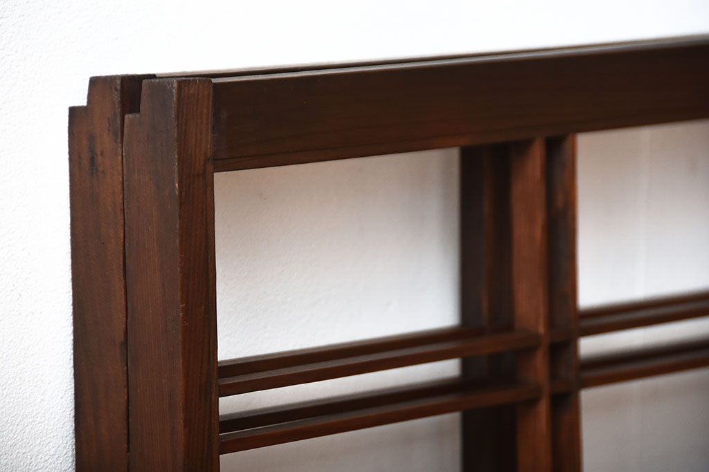 古民具・骨董　古い木のアンティーク格子戸2枚セット(2)