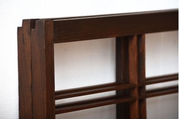 古民具・骨董　古い木のアンティーク格子戸2枚セット(2)