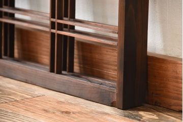 古民具・骨董　古い木のアンティーク格子戸2枚セット(2)