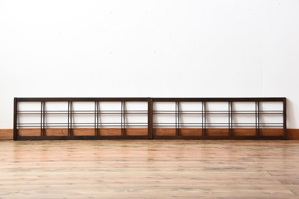 古民具・骨董　古い木のアンティーク格子戸2枚セット(2)