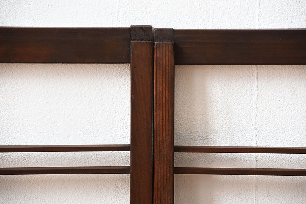 古民具・骨董　古い木のアンティーク格子戸2枚セット(2)