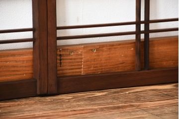 古民具・骨董　古い木のアンティーク格子戸2枚セット(2)