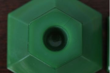 アンティーク雑貨　【H様ご成約済み・ご決済用】イギリスアンティーク　レトロでシンプルなガラス製キャンドルスタンドペアセット