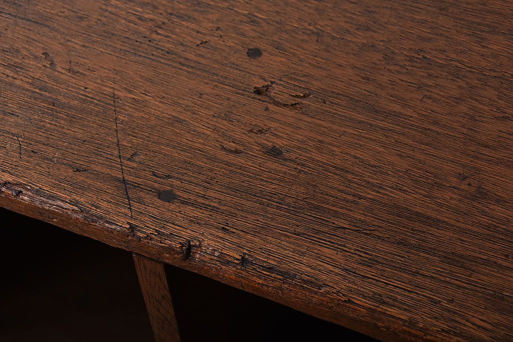 アンティーク家具　アンティーク　古い木の背面ブックラック付き鉄脚本棚(1)