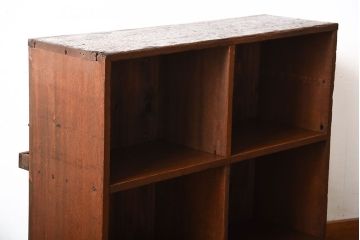 アンティーク家具　アンティーク　古い木の背面ブックラック付き鉄脚本棚(2)