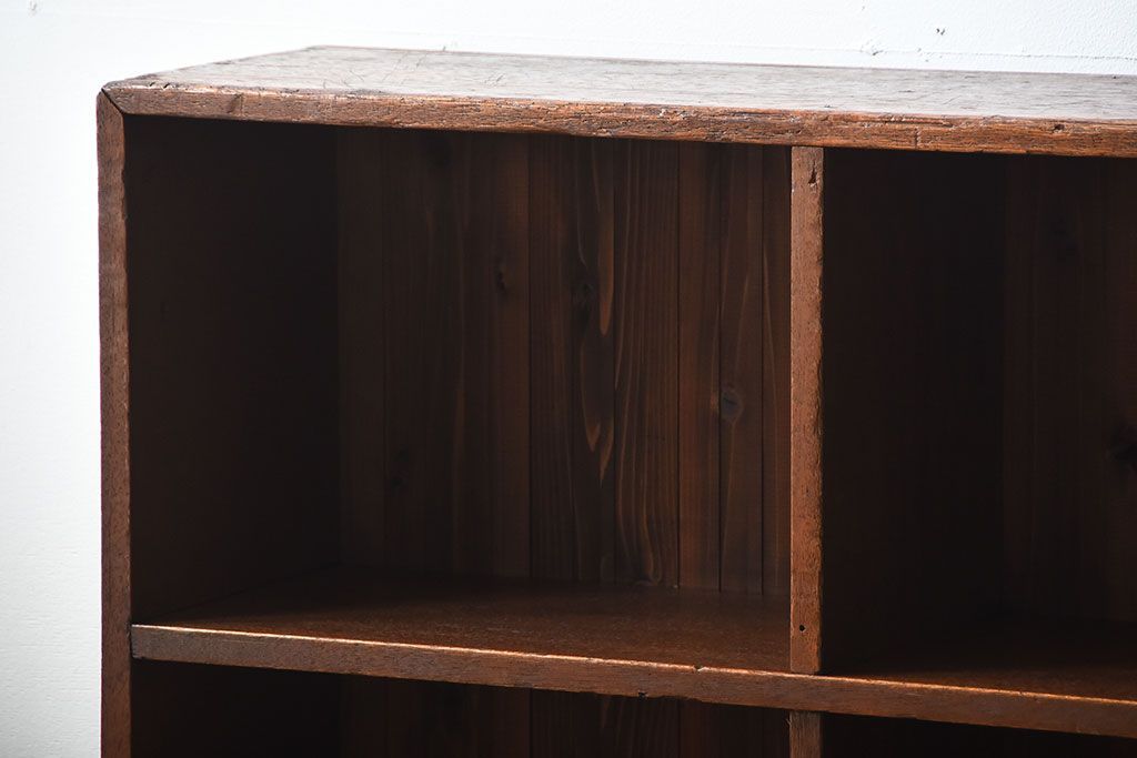 アンティーク家具　アンティーク　古い木の背面ブックラック付き鉄脚本棚(2)