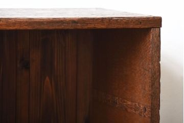 アンティーク家具　アンティーク　古い木の背面ブックラック付き鉄脚本棚(2)