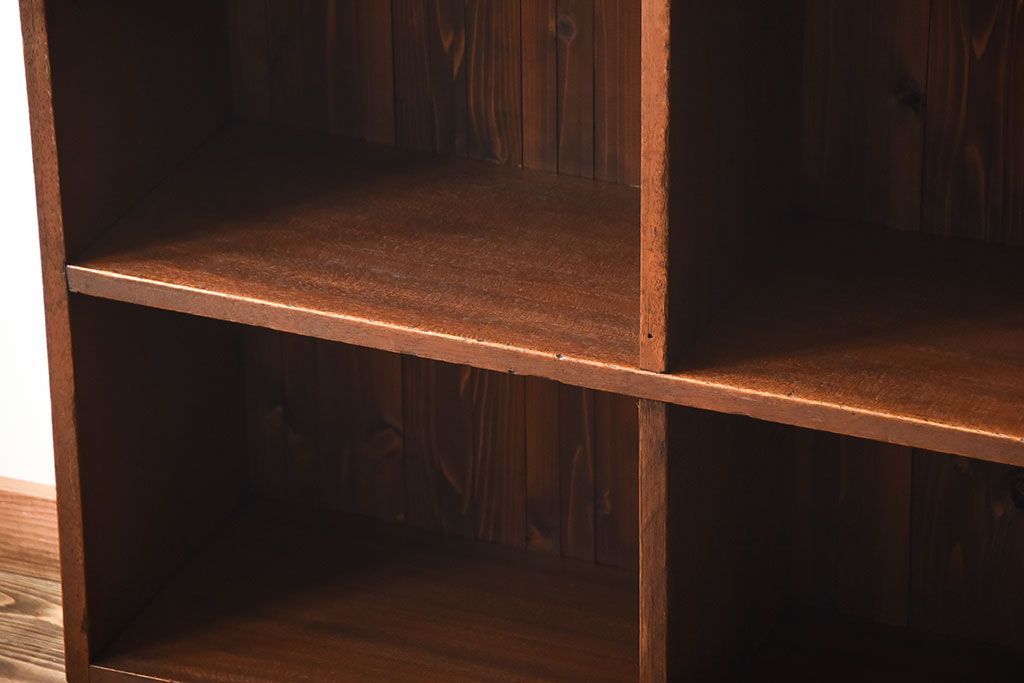 アンティーク家具　アンティーク　古い木の背面ブックラック付き鉄脚本棚(2)