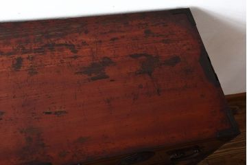 アンティーク家具　古民具・骨董　漆が美しい前面欅材の高級重ね箪笥