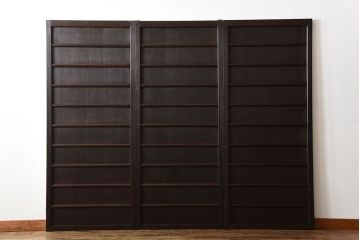 古民具・骨董　古い木製のアンティーク舞良戸3枚セット