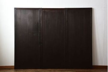 古民具・骨董　古い木製のアンティーク舞良戸3枚セット