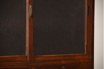 アンティーク家具　大正ロマン　ダイヤガラス入り!古い木製の大きな収納棚