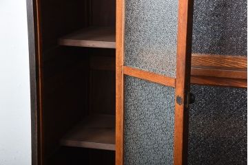 アンティーク家具　大正ロマン　ダイヤガラス入り!古い木製の大きな収納棚
