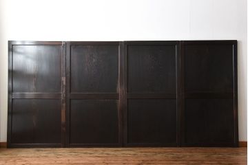 古民具・骨董　古い杉材一枚板使用!アンティーク帯戸4枚セット