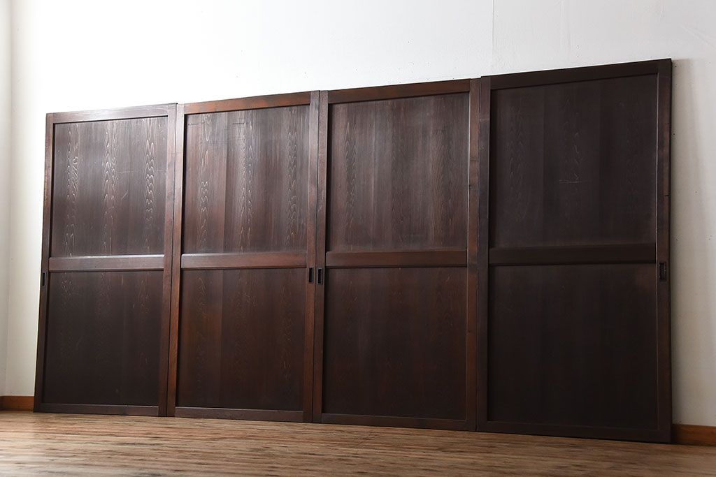 古民具・骨董　古い木製のアンティーク帯戸4枚セット(1)