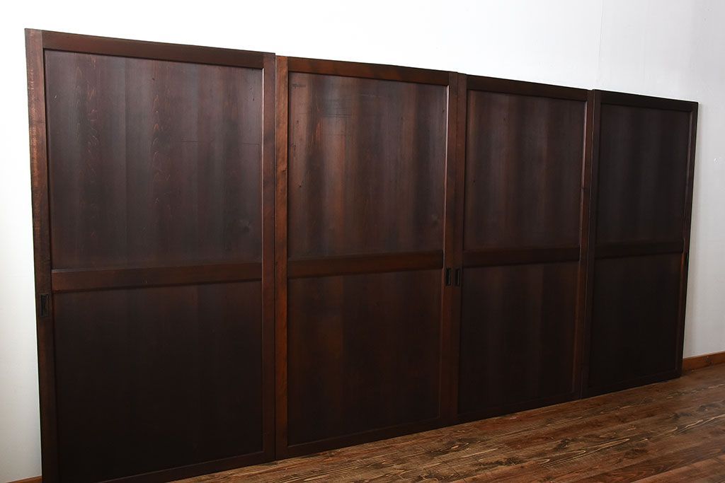 古民具・骨董　古い木製のアンティーク帯戸4枚セット(1)