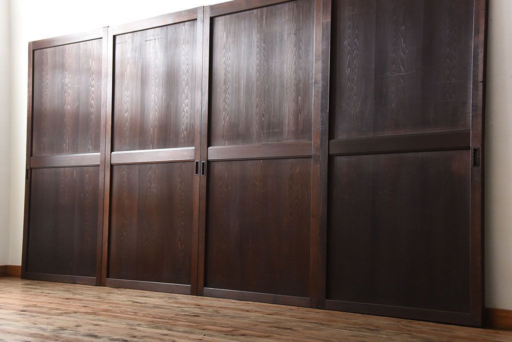 古民具・骨董　古い木製のアンティーク帯戸4枚セット(1)