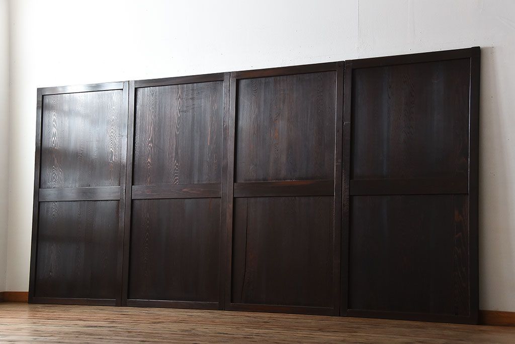 古民具・骨董　古い木製のアンティーク帯戸4枚セット(2)