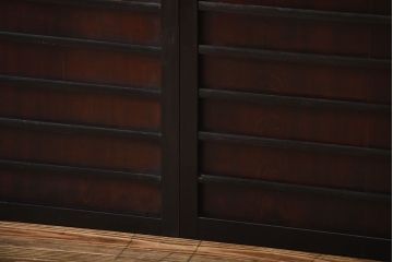 古民具・骨董　亀甲金網付き格子戸2枚セット