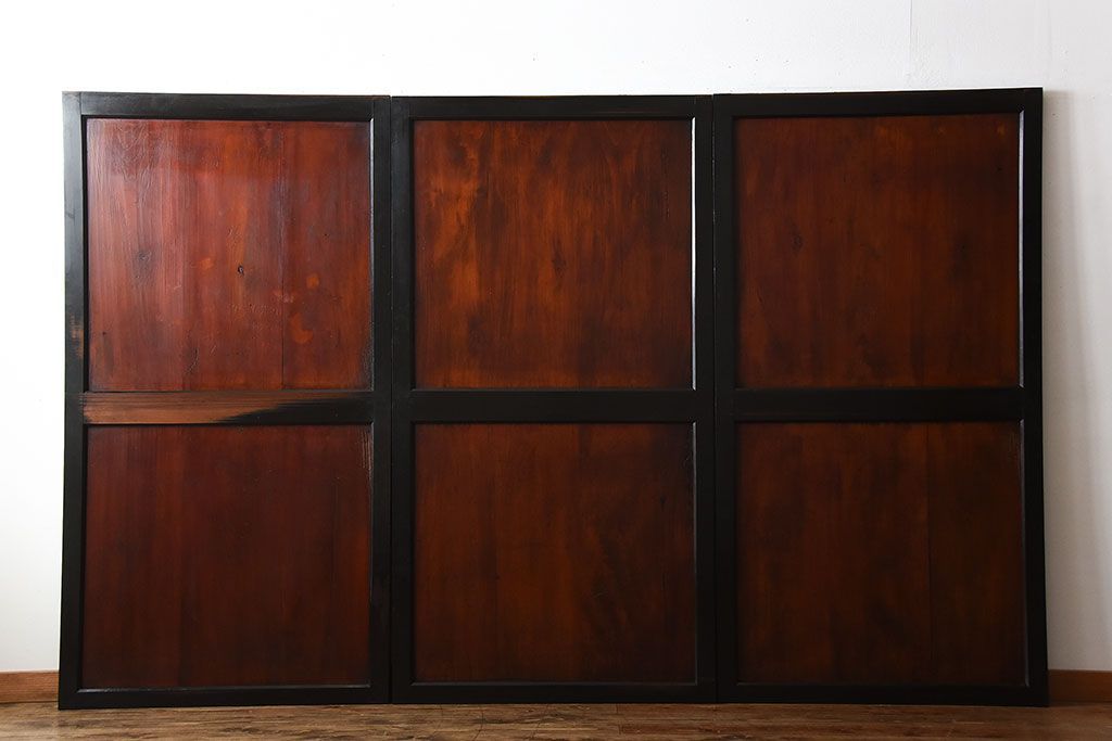 古民具・骨董　和モダンなアンティーク帯戸3枚セット