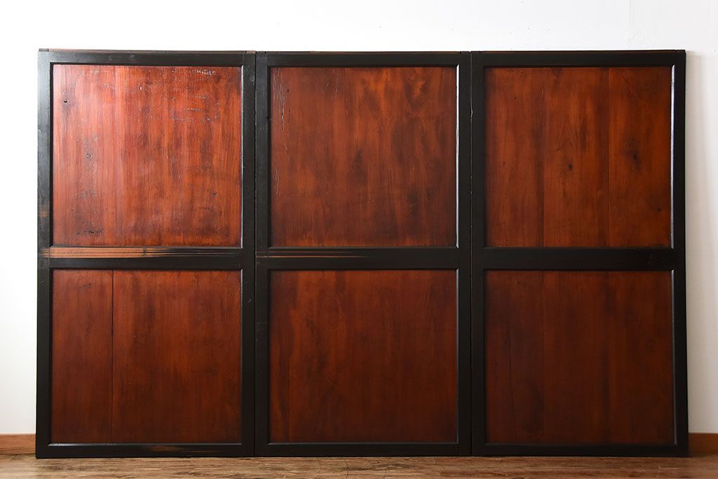 古民具・骨董　和モダンなアンティーク帯戸3枚セット