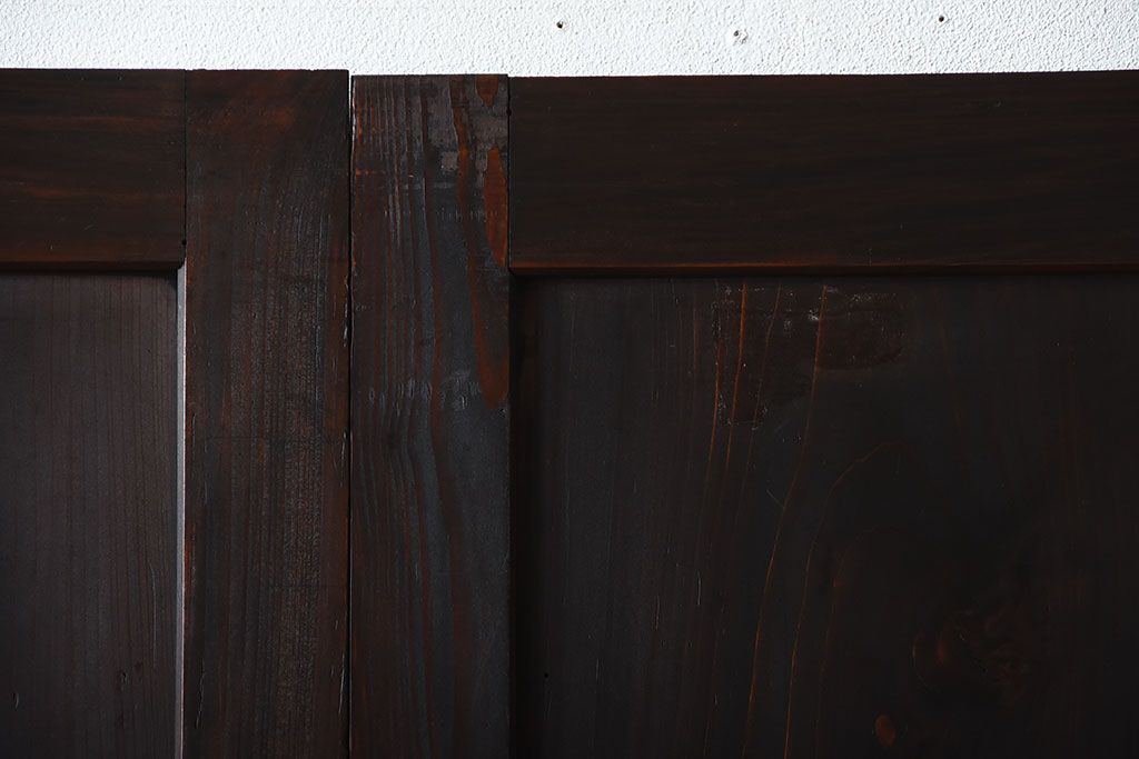 古民具・骨董　重厚な古い木製のアンティーク板戸3枚セット