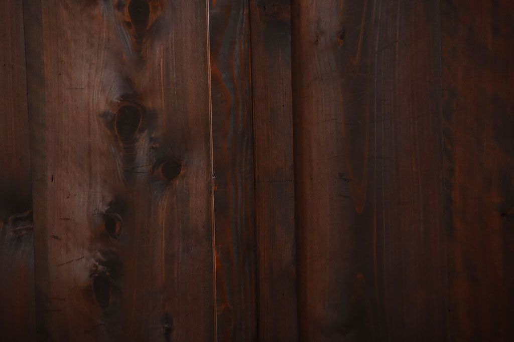 古民具・骨董　重厚な古い木製のアンティーク板戸3枚セット