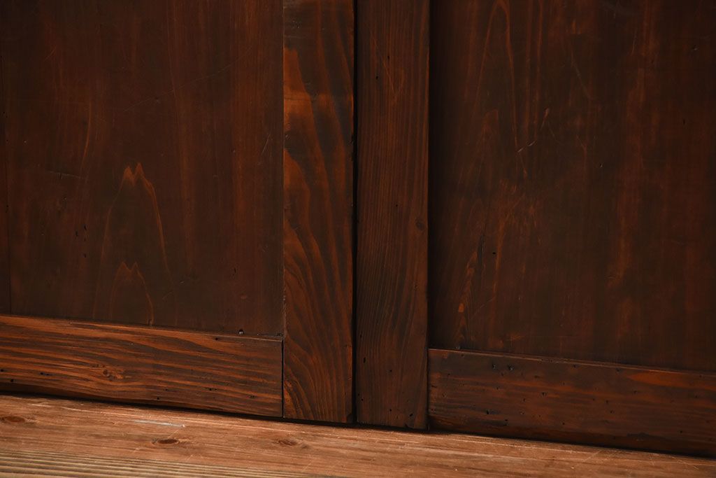 古民具・骨董　重厚な古い木製のアンティーク板戸3枚セット