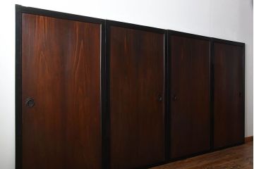 古民具・骨董　取っ手金具が作りの凝った板戸4枚セット(帯戸)