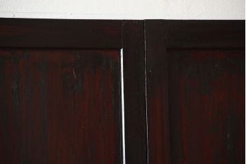 古民具・骨董　古い木が味わい深いアンティーク格子帯戸4枚セット