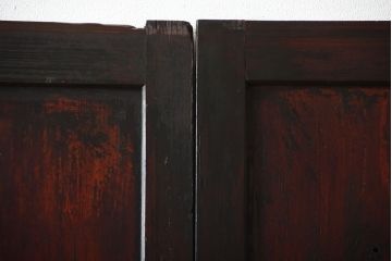 古民具・骨董　古い木が味わい深いアンティーク格子帯戸4枚セット