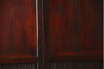 古民具・骨董　古い木が味わい深いアンティーク格子帯戸4枚セット