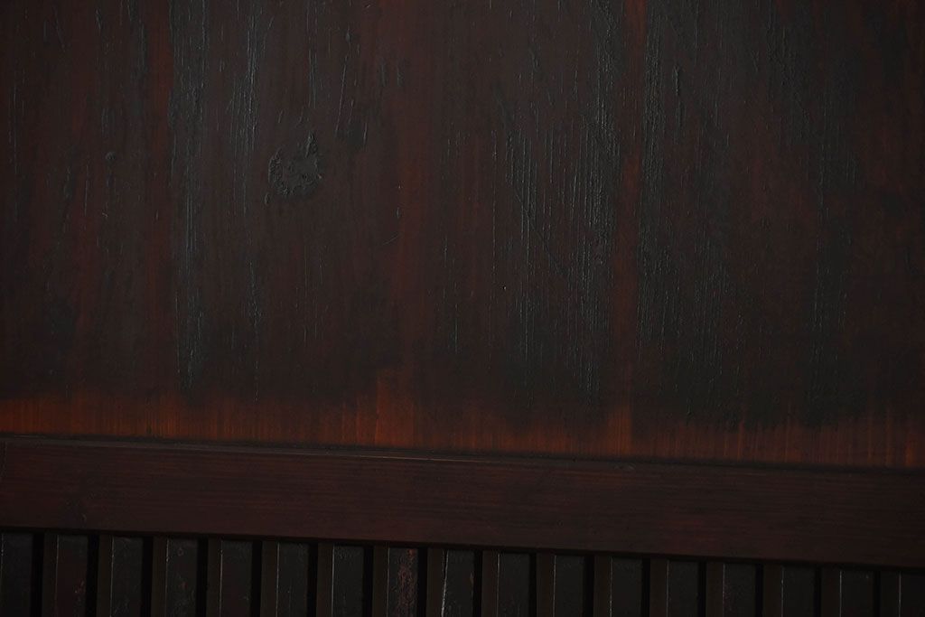 古民具・骨董　古い木が味わい深いアンティーク格子帯戸4枚セット