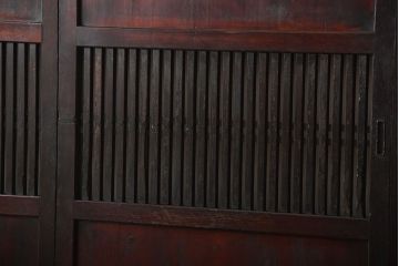古民具・骨董　古い木が味わい深いアンティーク格子帯戸4枚セット