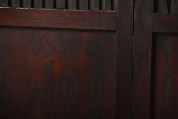 古民具・骨董　古い木が味わい深いアンティーク格子帯戸4枚セット